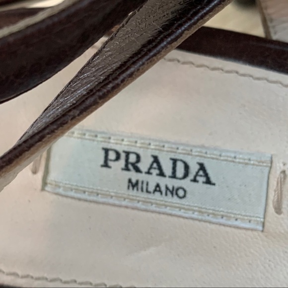 Prada brown leather cris cross platform sandals 40 - Picture 9 of 14